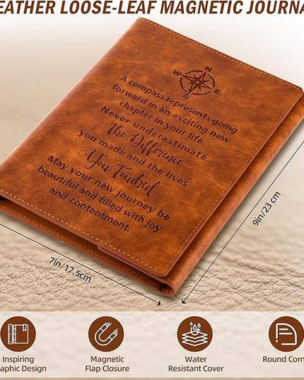 Going Away Retirement Gifts For Men And Women,Leather Journal,Employee Appreciation Inspirational Coworker Leaving Farewell Gifts For Staff Social Worker Secretary (Thank You Gift)