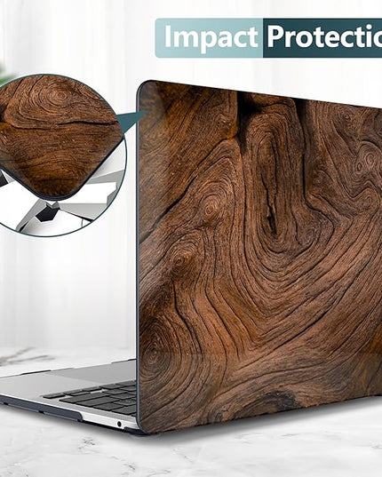 DONGKE Compatible with MacBook Pro 13 inch Case 2024 2023-2020 Release A2338 M2/M1 A2251 A2289 with Retina Display & Touch ID, Plastic Hard Shell & Keyboard Cover & Screen Film - Wood Grain