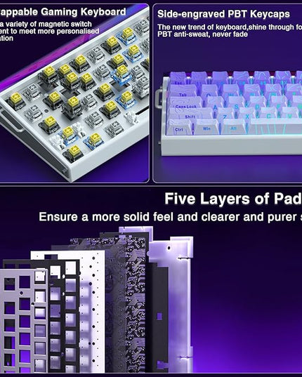 AULA Hero 68 HE 60% Gaming Keyboard Wired, Hall Effect Magnetic Switch Keyboard with Adjustable Actuation, Fast Trigger Mode, 8K Hz Polling Rate, 0.125ms Latency,Side Printed PBT Keycaps, RGB Backlit