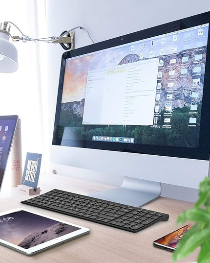 iClever BK10 Bluetooth Keyboard, Universal Bluetooth 5.1 Wireless Keyboard with Number Pad, Ergonomic Design, Multi-Device Compatibility, Stable Connection for Mac, iPad, iPhone, Android, Windows