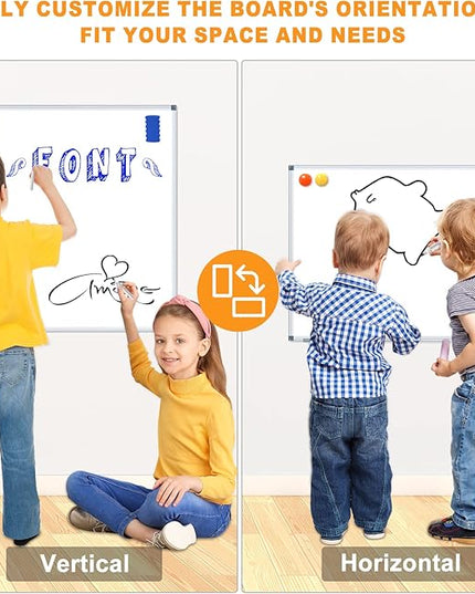 H-Qprobd White Board Dry Erase Whiteboard for Wall 24x18 (3pcs) Magnetic Boards for Office Classroom & Home, Small Wall Whiteboard Including 6 Markers, 10 Magnets, 2 Erasers & 15 Adhesive Hooks