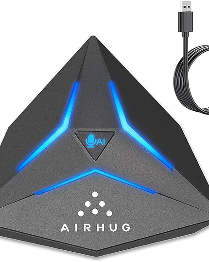 AIRHUG Gaming Microphone, USB Computer Microphone for Windows, Mac, PS4/5, Noise Reduction,Mute Button & RGB Indicator, Plug & Play Condenser Microphone for Streaming, Podcasts, Twitch, YouTube
