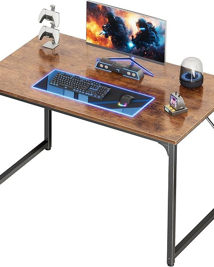 PRAISUN 40 X 24 Inch Computer Desk with Deeper Desktop, Gaming Office Writing Work Desk for Home Office, Study, Bedroom, Work from Home, Metal Frame, Rustic Brown
