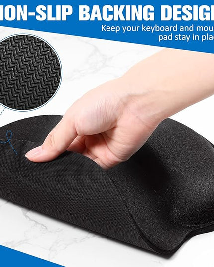 Yunsailing 4 Pcs Ergonomic Mouse Pad and Keyboard with Wrist Support Set Soft Smooth Gel Rest Comfortable Memory Foam for Easy Typing Gaming Computer Laptop Office Home