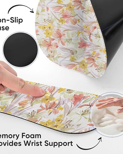 RICHEN Wrist Rest Support for Mouse Pad&Keyboard Set, 3-in-1 Computer Mousepad,Keyboard Wrist Rest and Coaster Set, Non-Slip Keyboard Wrist Rest and Mouse Pad Set Ergonomic Design (YKMWR-63)