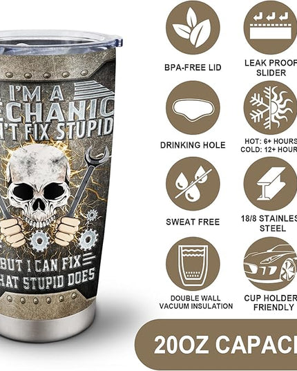 Mechanic Gifts Tumbler 20oz, Mechanic Gifts for Men, Mechanic Dad/Son/Husband Gift on Fathers Day/Christmas/Thanksgiving Day, Gift for Mechanics Men