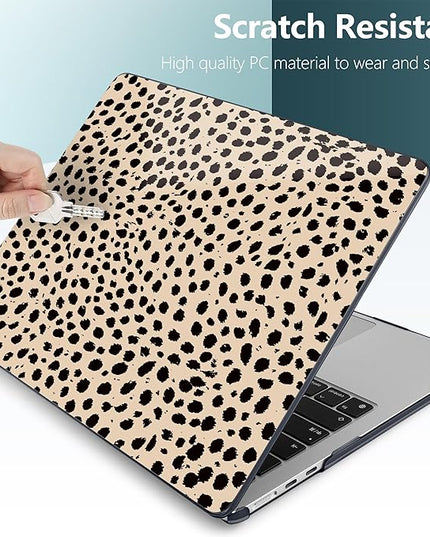 DONGKE for M4 MacBook Air 13.6 Inch Case 2025 2024 2023 2022 Model A3240 A3113 A2681 M3 M2 Chip, Plastic Hard Shell Case Cover with Touch ID for MacBook Air 13 Inch M4 - Cheetah Spots