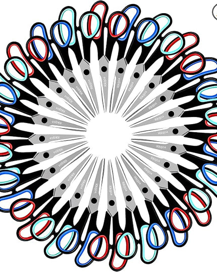 Scissors Set of 24-Pack, Rkqoa 8" All Purpose Pure Black Scissors - Thick Sharp Shears for Office School Sewing Craft Supplies, Classroom Must have, High/Middle School Student Teacher Scissor Bulk