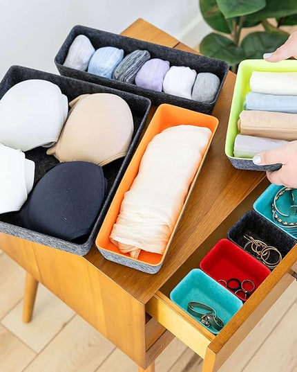 Three by Three Seattle Felt·Like·It! Felt Bins for Office, Crafts, Classroom, Living Room, Bedroom: Multicolor, Set of 8