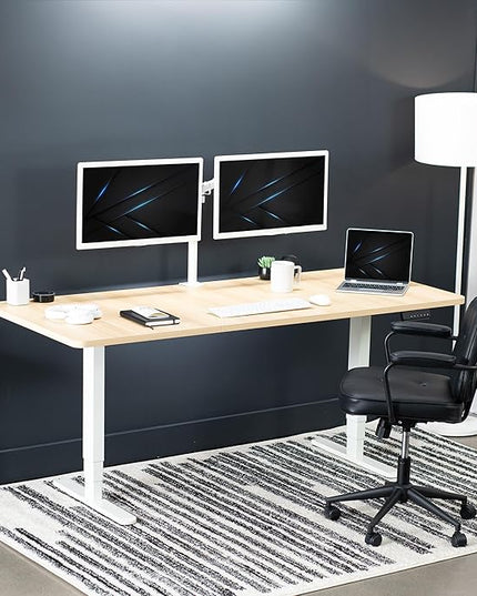 VIVO Electric 71 x 30 in Dual Motor Sit Stand Desk, Memory Height Adjustment, 2B Series, Light Wood Top White Frame, DESK-KIT-2W7C