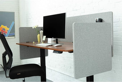 Stand Up Desk Store ReFocus Clamp-on Acoustic Desk Divider Privacy Panel That Reduces Noise and Visual Distractions (Cool Gray, 59" x 23.6", 23.6" x 23.6", & 23.6" x 23.6")