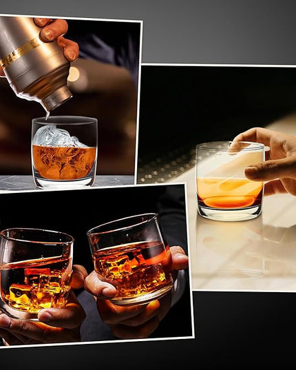 DISCOUNT PROMOS Whiskey Glasses 10 oz Set of 10, Bulk Pack - Heavy Base Old Fashioned Glass, Perfect for Scotch, Bourbon, Whiskey, Cocktail - Clear Bottom Color