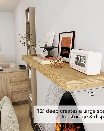 Floating Shelves 48 Inch Long, 12 Inch Deep Floating Shelves for Wall, 48 x 12 Large Wall Shelves for Home Storage & Display, 2" Thicked Floating Shelf for Bedroom, Living Room, Oak Color, 1 Pack