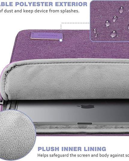 MoKo 9-11 Inch Tablet Sleeve Bag Carrying Case Fits New 11 inch iPad Air M3, iPad A16 2025, iPad Pro 11 M4/Air M2, iPad Air 5/4/3th, iPad 10/9/8/7th, Purple
