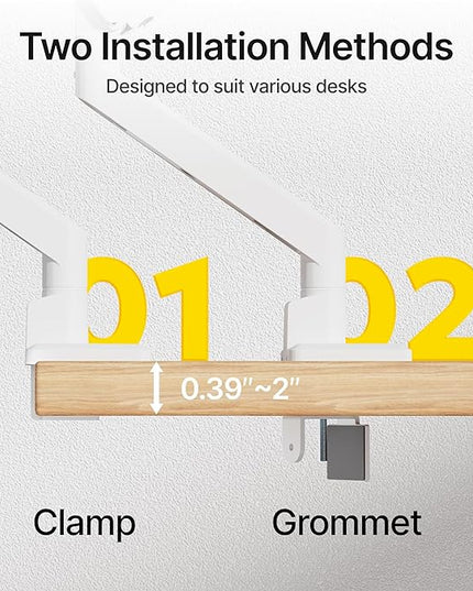 monTEK Single Monitor Arm with USB for Max 45 Inch Ultrawide Screens Adjustable Monitor Desk Mount Holds 35 Lbs Cable Management with C Clamp/Grommet Desk Mount, VESA 75/100mm, MA1007UCWH