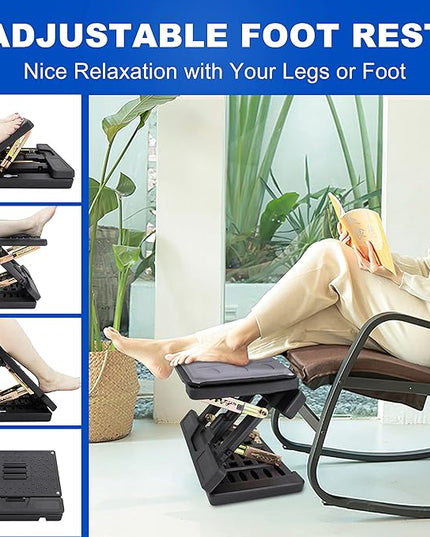 Adjustable Foot Rest and Footstool Under Desk, Ergonomic Leg Rest with Massage Roller, Height & Angle Adjustable, Detachable Cushion for Office and Home (Gray)