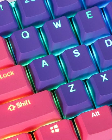 GTSP PBT Backlit Keycaps 60 Percent with 6.25U Space Bar OEM Profile for Cherry MX Switch Mechanical Gaming Keyboard (Purple+Pink+Blue)