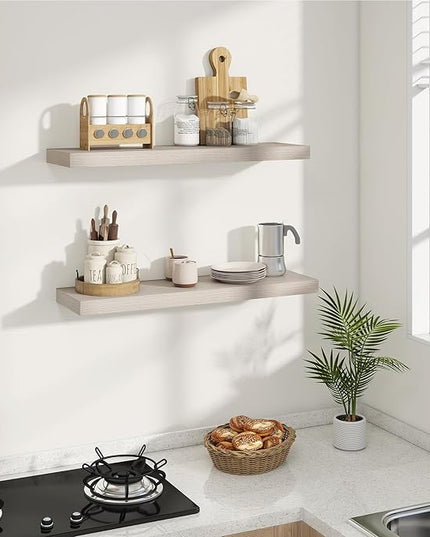 Dreamland 8" Deep Long Floating Shelves, 32 Inches Floating Shelves for Wall Set of 2, Large Display & Storage Shelf, Wall Shelf for Bathroom Bedroom Living Room Kitchen Office, Grey