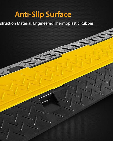 Pyle Ramp-3 Channel Rubber Floor Cord Concealer-Heavy Duty Cable Protector Wire/Hose/Pipe Hider Driveway Protective Covering Armor PCBLCO105X2 (Pair), One Size, Black and Yellow
