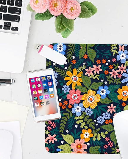 Flower Square Mouse Pad,Non-Slip Rubber Base Mouse Pad,Home Office Decoration Desktop Accessory,Laptop Mouse Pad for Office Laptops,9.4x7.8x0.12in 2