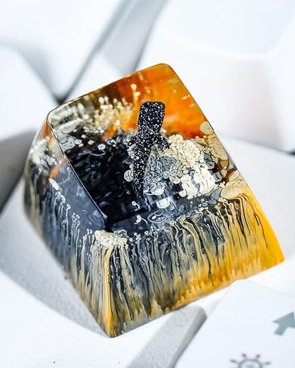 Whale Shark Keycap Orange Dark Ocean Artisan Keycap R1 SA Profile Custom Sea Creatures Keycaps 1U ESC Handmade Gaming Resin Key Cap Cherry MX Switch Compatible Mechanical Keyboard Ocean Lover Gift