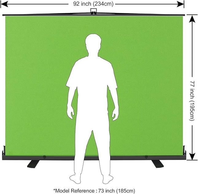 EMART 77x92in Collapsible Chromakey Panel Green Screen for Photo Backdrop Video Studio,Portable Pull Up,Solid Aluminium Base Wrinkle-Resistant Fabric,Auto-Locking Air Cushion Frame