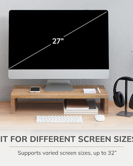 Anji Mountain Wooden Monitor Stand - Elegant Monitor Riser, Perfect Monitor Stand for Desk Organization, Durable Wood Construction monitor stands, Enhances Ergonomics and Workspace Efficiency,Natural
