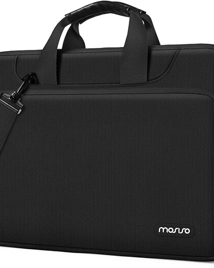 MOSISO 360 Protective Laptop Shoulder Bag Compatible with MacBook Air/Pro, 13-13.3 inch Notebook, Compatible with MacBook Pro 14 inch M5 M4 M3 M2 M1,Matching Color Sleeve with Belt, Black