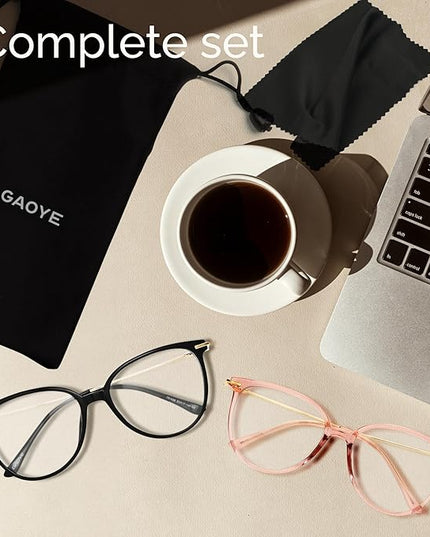 Gaoye Blue Light Blocking Glasses - Trending Round TR90 Frames, Metal Arms, UV400 Protection - Matching Soft Case