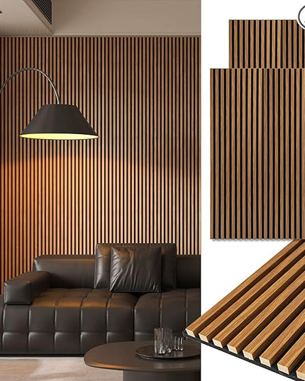 Art3d 2-Pack 48" x 24" Acoustic Wood Panels for Wall, Soundproof Wood Slat Panel for Wall and Ceiling, 3D Fluted Sound Absorbing Paneling for Interior Wall Decor, Living Room, Bedroom - Teak