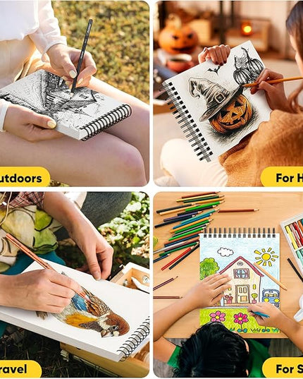 Soucolor 8" x 10" Sketch Book, 100 Sheets 8 x 10 Sketchbook, 68 lb/100gsm 8" x 10" Drawing Paper, Spiral Bound Sketch Pad, Art Paper for Drawing Painting, Art Supplies Gifts