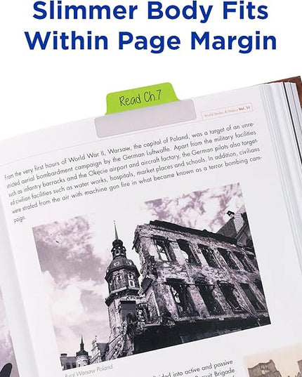 Avery Margin Ultra Tabs, 2.5" x 1", 2-Side Writable, Neon Colors, 24 Repositionable Tabs, 72 Packs (74767)