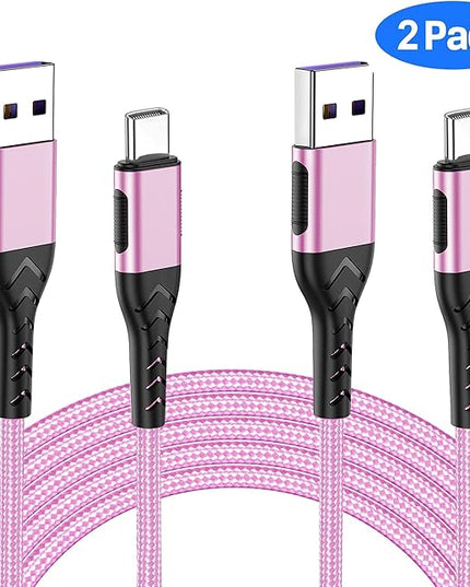Durcord USB C Cable,2Pack 6ft Fast USB Type C Charging Cable for Android/Phone/Pad/Laptop, Type C Charger Braided USB Cable Compatible with iPhone 15 Pro/Plus/Max/Android/Phone/Pad Rose Gold