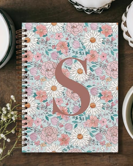 Vintage Floral Personalized Notebook, Initial Letter S Notebook Journal ,Vintage Flower Notebook for Work School Office Supplies,,Monogrammed Notebook for Women Teen Girl,Back to School Supplies 5.5 x 8.3