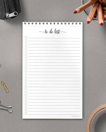 321Done to Do List Notepad 5.5x8.5 Spiral - Made in USA, Simple Undated Checklist, Daily Planner Notebook for Organizing, Planning, Task Checklist Organizer for Work, Office, Home, School - 50 Sheets