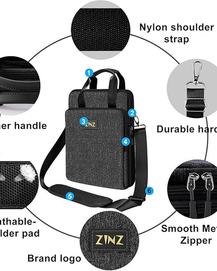 ZINZ 12.3-13 Inch Travel Laptop Shoulder Bag with Expandable Compartment and Valuables Compartment -Black