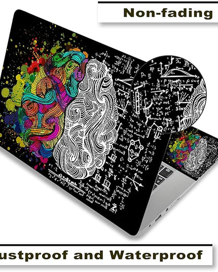 Laptop Skin Sticker Decal,12" 13" 13.3" 14" 15" 15.4" 15.6 inch Laptop Vinyl Skin Sticker Cover Art Protector Notebook PC (2 Wrist Pad Skins Included), Decorative Waterproof, Left & Right Brain