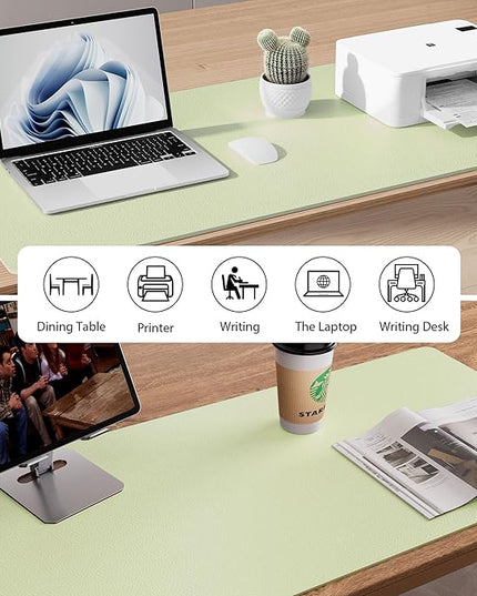 Aothia Leather Desk Pad Protector, Mouse Pad, Office Desk Mat, Non-Slip PU Leather Desk Blotter, Laptop Desk Pad, Waterproof Desk Writing Pad for Office and Home (Grass Green, 36" x 17")