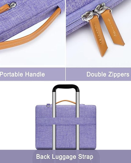 MOSISO 360 Protective Laptop Shoulder Bag,13-13.3 inch Computer Bag Compatible with MacBook, HP, Dell, Lenovo, Asus Notebook,Side Open Messenger Bag with 4 Zipper Pockets&Handle, Purple
