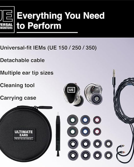 UE 350 Universal in-Ear Monitors, Triple Driver Stage Monitors with Exceptional Headroom for Musicians & Audio Engineers, 1 Pair