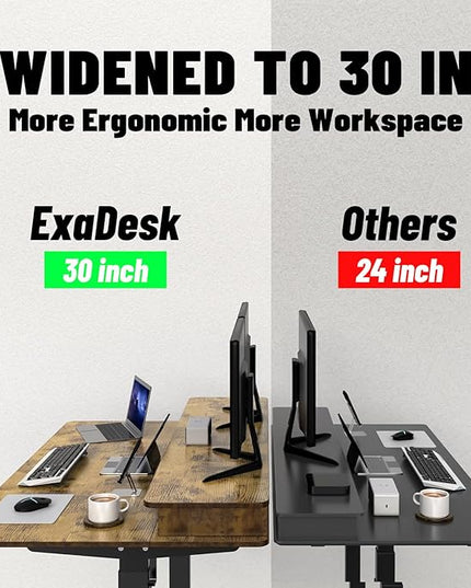 Electric Standing Desk, 63 * 30 Inches Adjustable Height with 4 Drawers, Double Storage Shelves Stand Up Desk, Home Office Workstation Sit Stand up Desk (Rustic Brown)