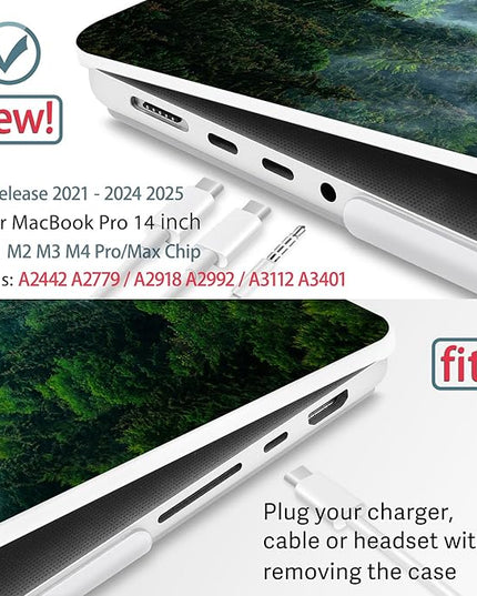 May Chen Case for MacBook Pro 14 inch, Models A2442 A2779 A2918 A2992 A3401 A3185 A3112 A3434, M1 M2 M3 M4 M5 Chip (2021-2025 Release), Plastic Hard Shell Case with Keyboard Cover, Forest