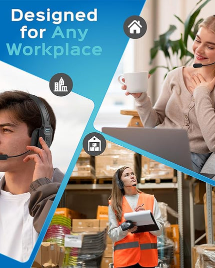 Philips Trucker Bluetooth Headset with Mic, Wireless Single Ear Trucker Headset with AI Noise-Canceling Microphone & Mute Button, All Day Extended Playtime, Headphones for Truck Drivers, Home, Office