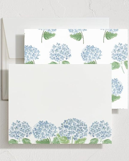 Minted Hydrangea Love Stationery Cards, 10 Count, Blank Cards and Envelopes For Thank You Notes, Invitations & Handwritten Messages, Note Cards & Stationery Set, Gifts for Women, Blue Color Theme