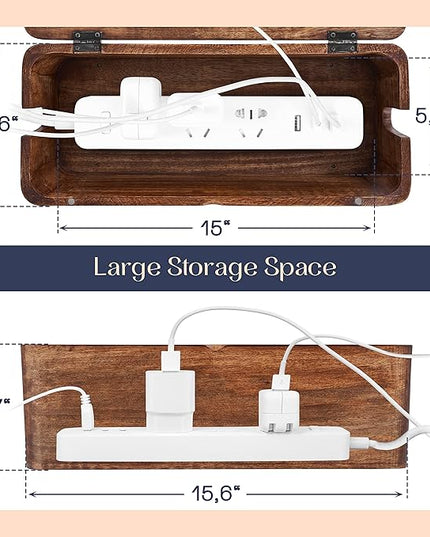 Large Cable Management Box - Cable Organizer Box and Power Strip Box for Electrical Cord Management - Hide Desk Cord and Floor Cables - Wire Storage and Organization for Cords