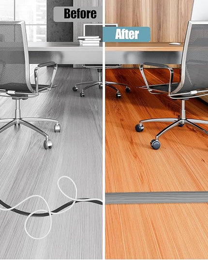 Floor Cord Cover Self Adhesive Cord Hider,10FT Cable Management, Extension Strip Protector for Wires, Prevent Cable Trips for Offices, Gyms, Exhibitions Cavity:0.3"(W) x 0.28"(H) Gray Wood