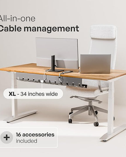 PAMO Cable Management Under Desk for Easy mounting Under-Table I Set of 2 - with 10X Cable Ties I Desk Organizer for Office/Home Office Table Thoughtful Cable Tray Holder