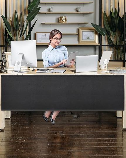 60" Under Desk Privacy Panel Self-Adhesive Modesty Panel with Wire Pocket for Cable Management Organizer Heavy Duty Desk Skirt - Office Home or Standing Workstation Concealer Shield