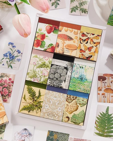 9 Sets 450 Sheets Washi Stickers for Journaling, Plants Fruit Flowers Butterfly Shell Boho Stickers Vintage Aesthetic Scrapbook Sticker for Bullet Journal Art Diary Card Craft Gifts Planner Notebook