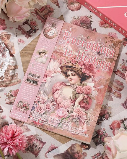 Auguro Vintage Ephemera Sticker 24 Sheets precut 300 washi Stickers Paper People Journal Stickers for Adults Junk journaling Sticker Book Scrapbooking Supplies